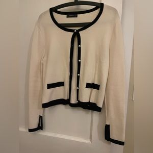 Zara White and Black Cardigan